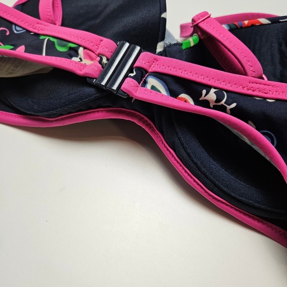 Boden Alacati Twist Front Underwire Floral Bikini Top 34C Navy Pink‎ - Picture 4 of 7